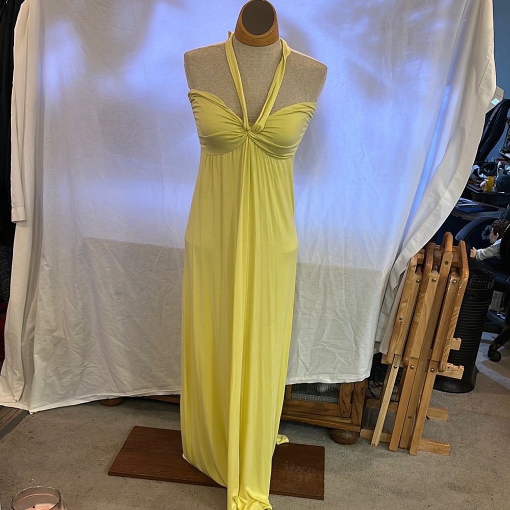 Elegant Yellow Halter Maxi Dress